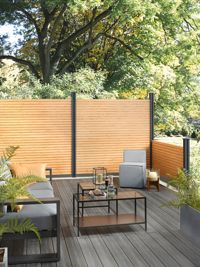 Terrasse mit Sichtschutz in Holzoptik, Osmo
