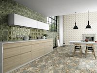 Spanische Fliesen, Tile of Spain, Mosaikboden Küche