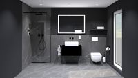 Badezimmer in den Trendfarben Schwarz und Grau, BANOVO