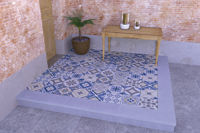 Mosaic Oase bringt lebhaftes Blau in den Außenbereich. 