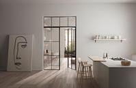 Küche mit Glastür im Loft-Design, Innentüren aus Glas mit Sprossen, Josko