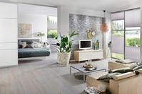 Wohnzimmer mit grauem Echtholzboden, Wohnzimmer mit Massivholzdielen, Osmo